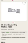 Lg Mgz63047202 Ring 6.3mm X. Fixed Price $7.99.