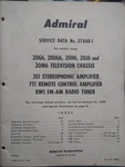 1959 Admiral Service Data Manual, (20g6, 20h6, 20m6 Television Chassis). A55. Fixed Price $14.00.